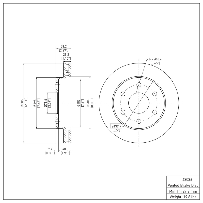 Cadillac Escalade ESV Brake Rotor (1) - Front - R1 Concepts - Plain - `99-`08